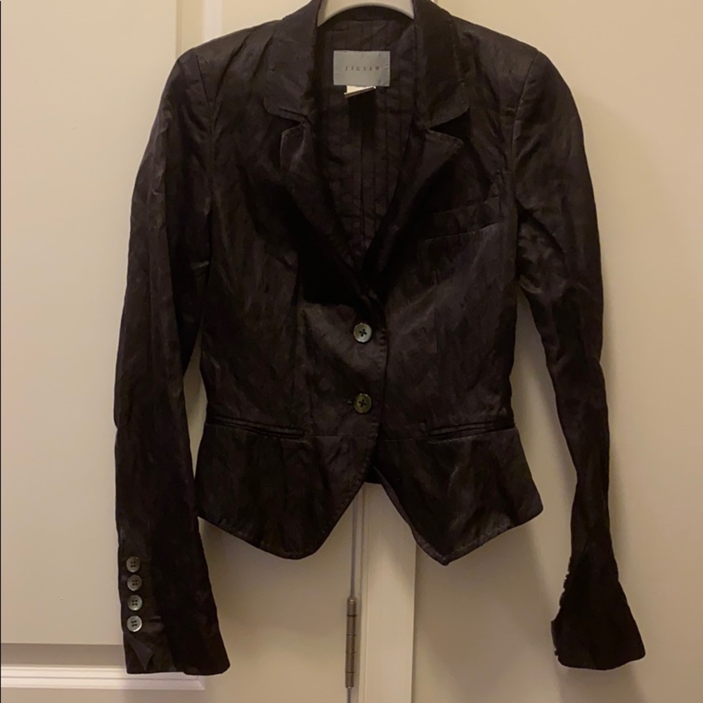Jigsaw Chocolate Brown Satin Blazer